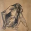 Gaston SUISSE (1896-1988) - Jeune gorille acrroupi, vers 1930.